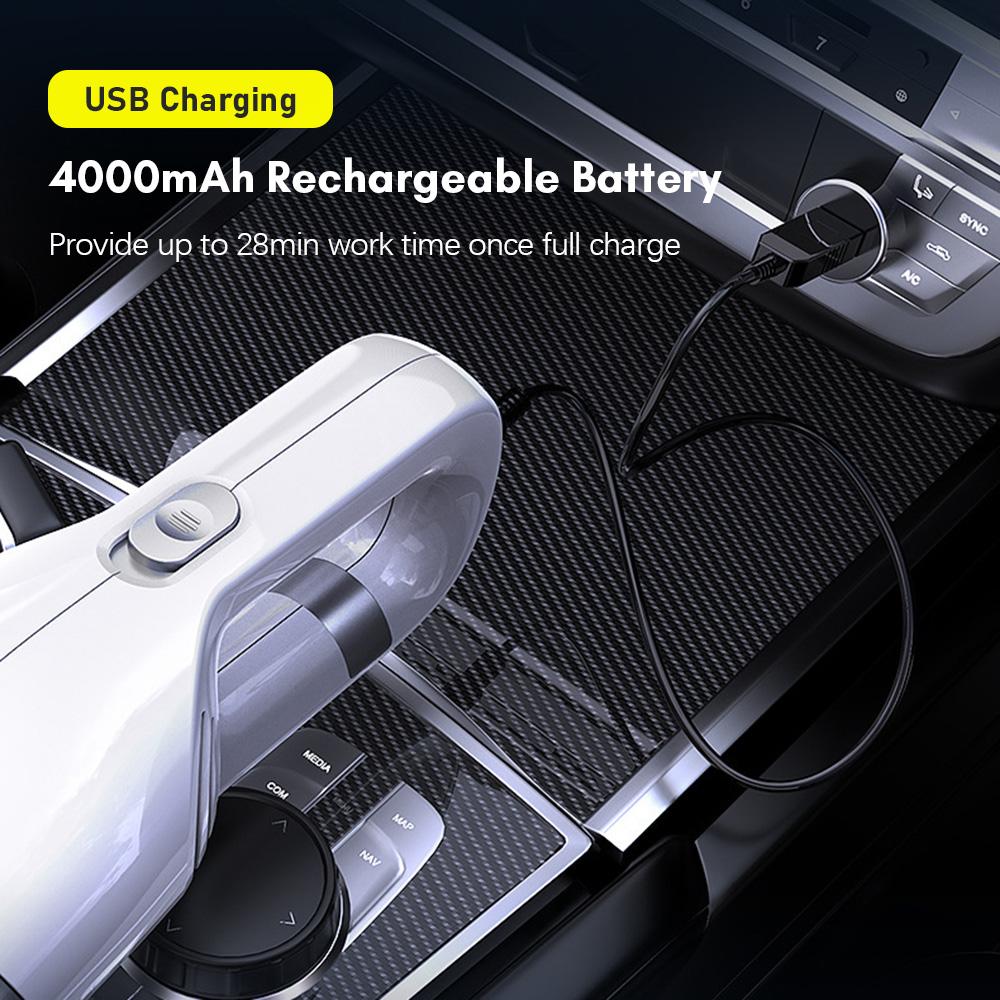 Беспроводной ручной автомобильный пылесос Портативный мини-пылесос с сильным всасыванием 6000 Па USB-зарядкой для