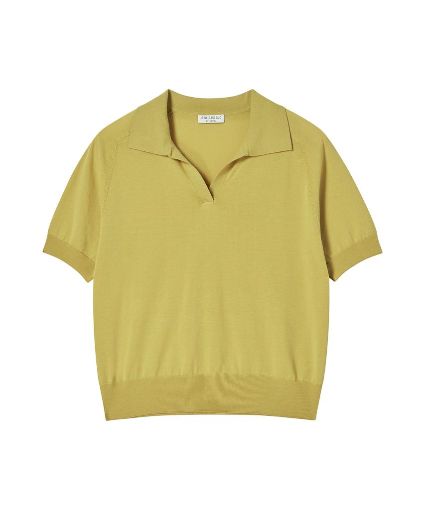 JE NE SAIS QUOI Silk Tencel Collared Pullover_Olive