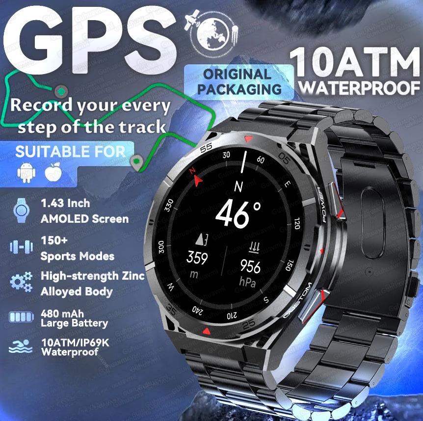 2025 Новые Премиальные GPS Смарт-часы Ультра HD AMOLED Дисплей Встроенный GPS BT Звонок 10ATM Водонепроницаемый Смарт-браслет