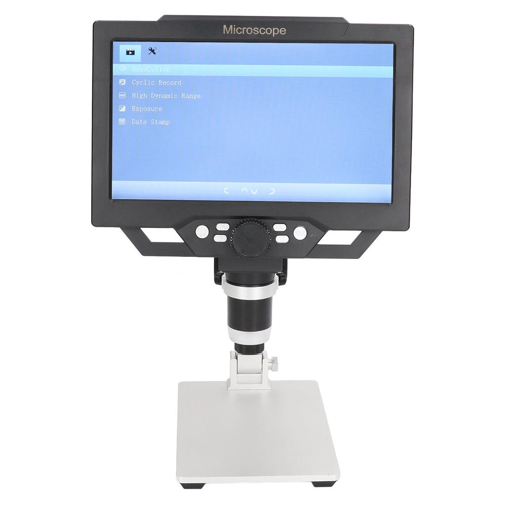 Digital Microscope 12MP 1600X 9in Screen USB Adjustable Bracket Microscope with 8 LED Lights 100‑240V EU Plug