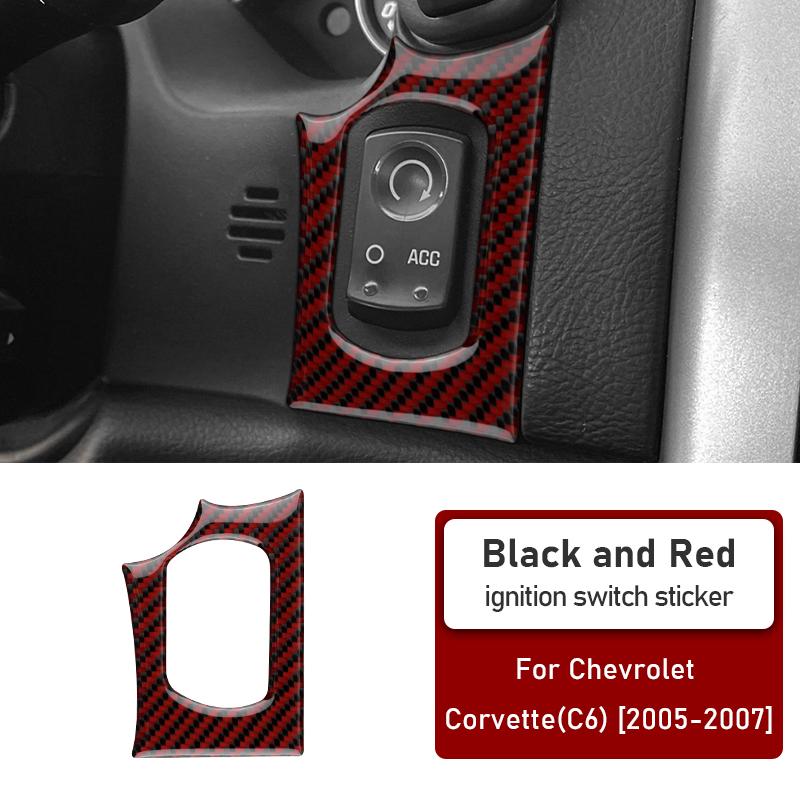 Ignition Engine Button Switch Trim Carbon Fiber Protective Sticker For Chevrolet Corvette C6 2005-2007 Car Interior Accessories
