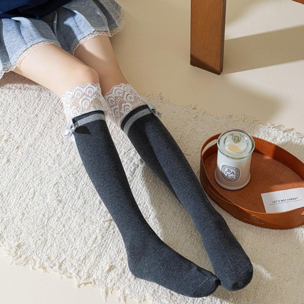 Ribbon Bow Stockings College Style Warm Socks Fashion Long Socks  Autumn Winter