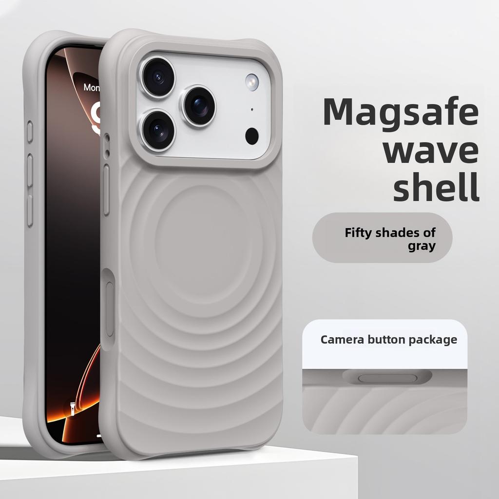 Магнитный, Волнообразный Жидкий Силиконовый Чехол для IPhone 17, Полное Покрытие с Ощущением Кожи, Защитный Чехол для Apple 16 Pro Max