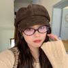 High Quality Flip Fur Octagonal Hat Children Autumn Retro Temperament Versatile Newsboy Hat Casual Cap Tide