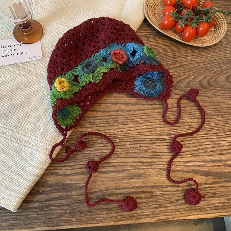 Весенне-летняя литературная и красочная шапка-повязка с полыми цветами, женская, милая и модная, ручной работы, вязаная из шерсти