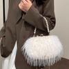 Delicate Fluffy Fluffy Bag Messenger Bag Women'S Autumn And Winter Plush Bag Pearl Chain Handbag