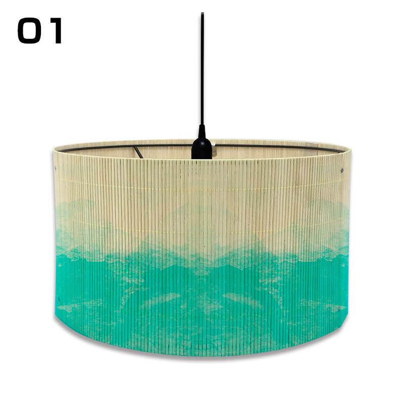 European Style Watercolor Gradient Color Lamp Shade Bamboo Braided Light Cover Decor Chandelier Modern Abstract Art Light Shade
