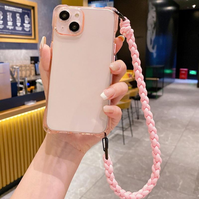Длинный и короткий прозрачный мягкий чехол для телефона с веревкой для iPhone 15 Pro Max 14 13 12 11, противоударный тонкий прозрачный чехол из ТПУ на ремешке, чехлы