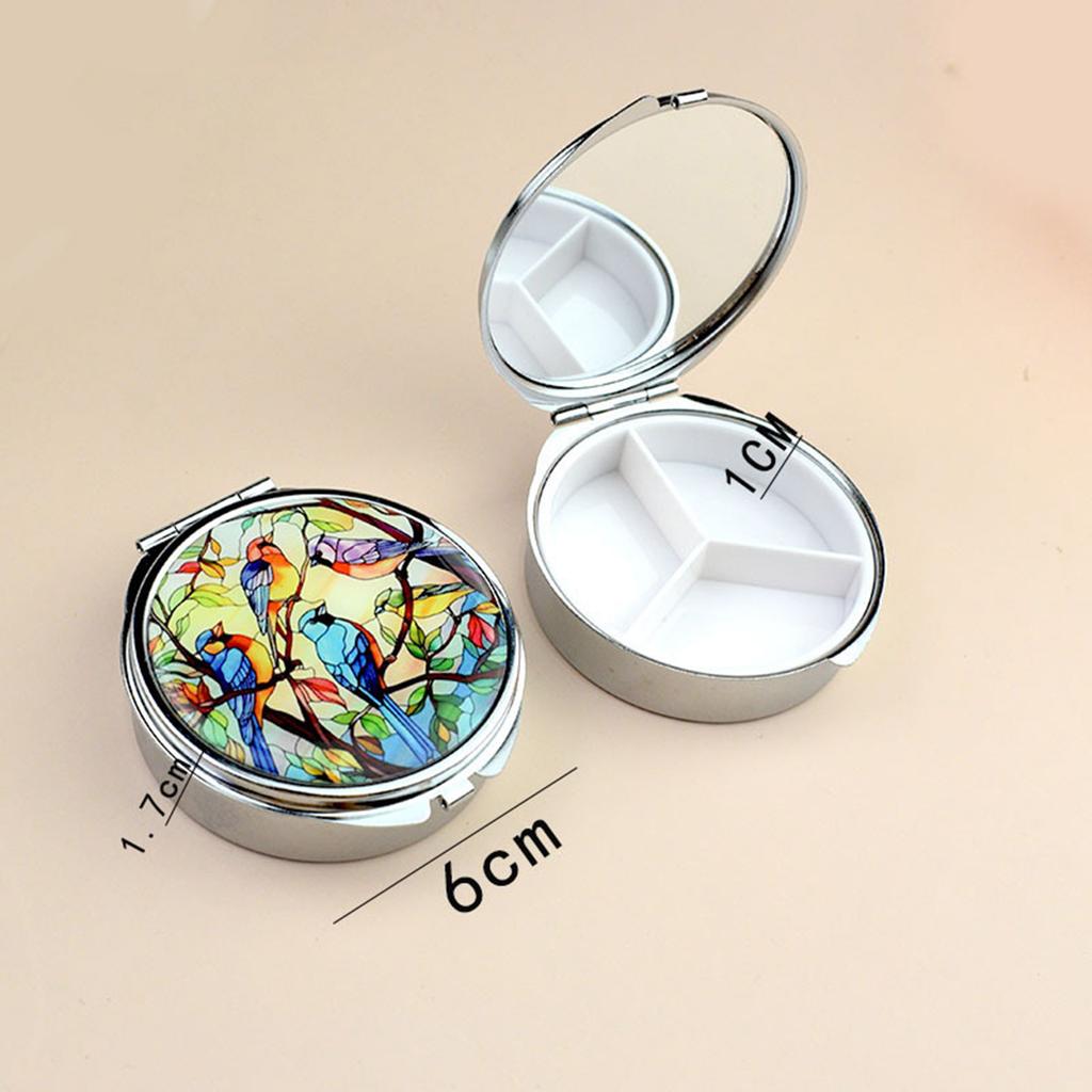 Portable Metal Jewelry Organiser With Mirror And Secure Closure For Travel Medicine Storage Container with Compartment