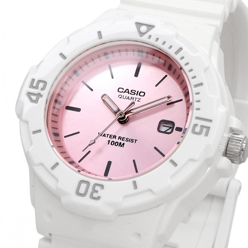 Casio Аналоговые часы CASIO LRW-200H-4E3V женские детские дешевые Casio глянцевый белый x розовый металлик зарубежная модель