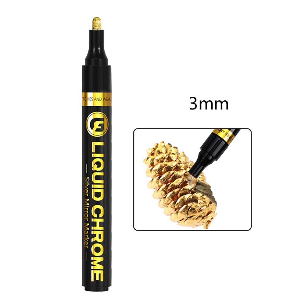 Graffiti Chrome Mirror Marker Pen Gold Silver Touch Up Marker Effective Reflective Paint Pen Car