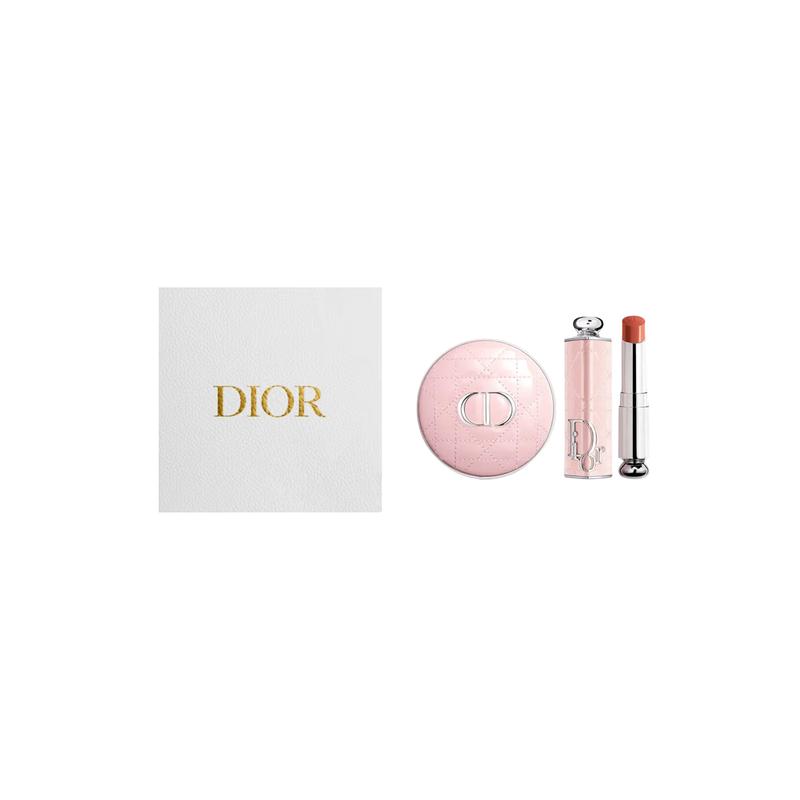 Dior Набор из двух помад: Мягкая и сияющая тональная основа-кушон #0N 13 г + Очаровательная помада #524 romantic powder 3,2 г