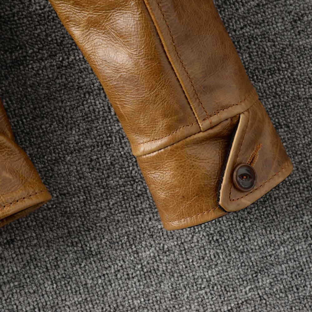 Классическая мужская куртка из натуральной коровьей кожи 1930-х годов, с эффектом изменения цвета, обработанная маслом и воском, коричневого цвета. Мужская одежда для осени.