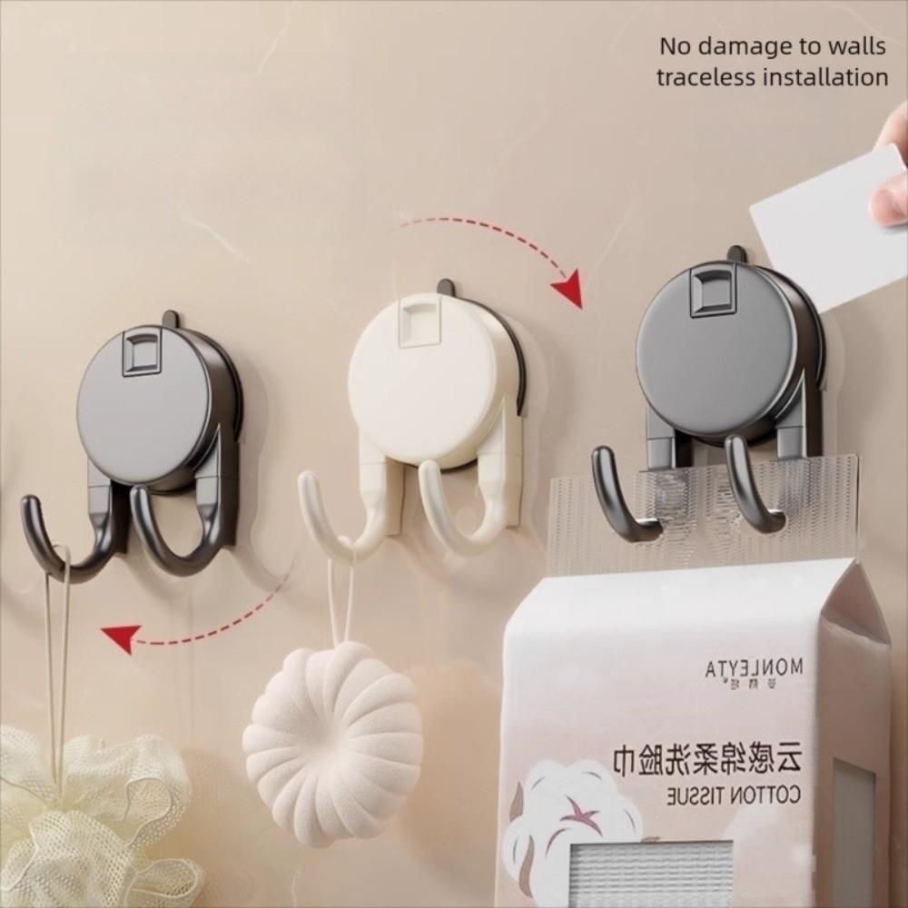 No Drill Bathroom Hooks Press Type Key Clothes Hook Durable Suction Cup Double Hook  Home