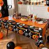 Spooky Tablecloth Happy Halloween Disposable Tablecloth, Pumpkin Ghost Skeleton Waterproof Table Cover for Kitchen Dining Room, Party Supplies