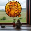 Cat Sun Catcher 2D Acrylic Cat Hanging Decoration Flip-off Cat Window Decoration for Bedroom Living Room Balcony Wall Art