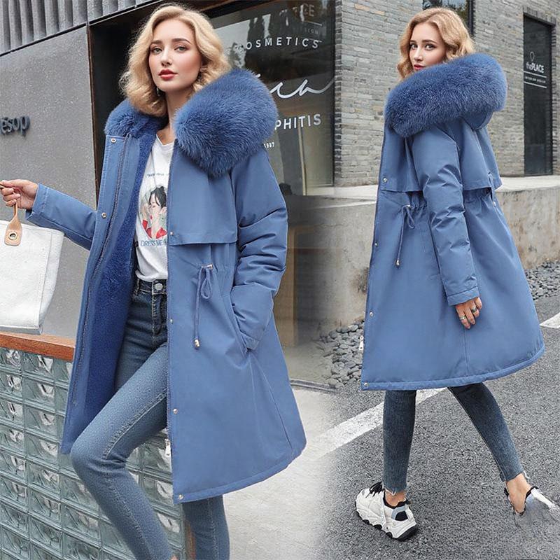 Корейская версия мужского и женского утепленного зимнего пальто большого размера с капюшоном - Легкое удобное хлопковое пальто с длинными рукавами