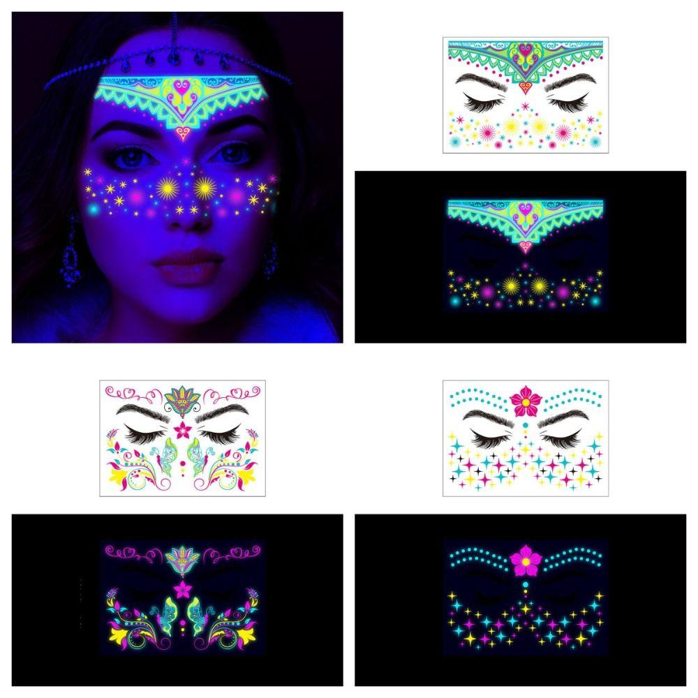 Waterproof Decorations Stickers Fluorescent Glowing Tattoos Face Stickers  Nightclub