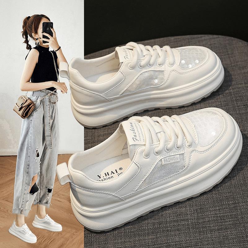 2025 весна и осень новые сетчатые дышащие маленькие белые туфли женские на платформе повседневные универсальные туфли для серфинга маленькие ароматные кружевные туфли для рыбалки