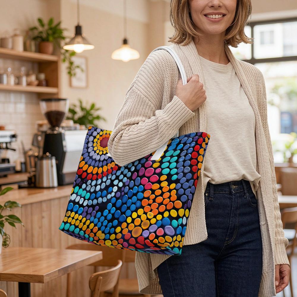 Colorful Dot Pattern Casual Tote Bag for Daily Use
