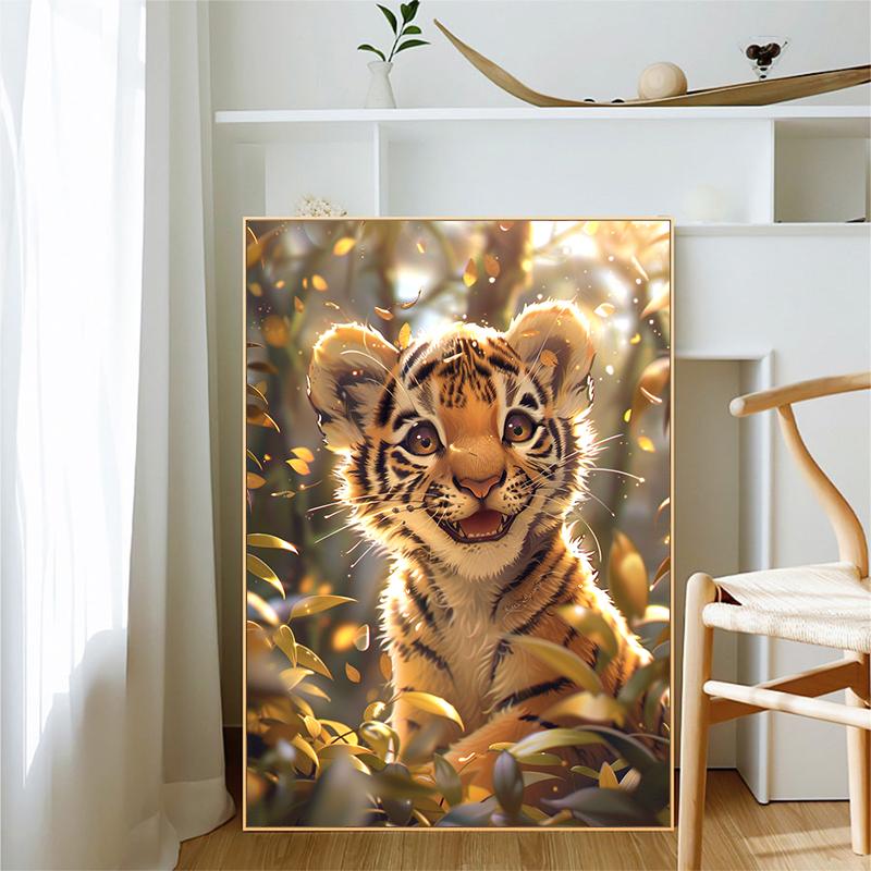 5d DIY Diamond Painting Cross Stitch Cute Animal Little Tiger Diamond Embroidery Mosaic Round Drill Home Decor Crafts