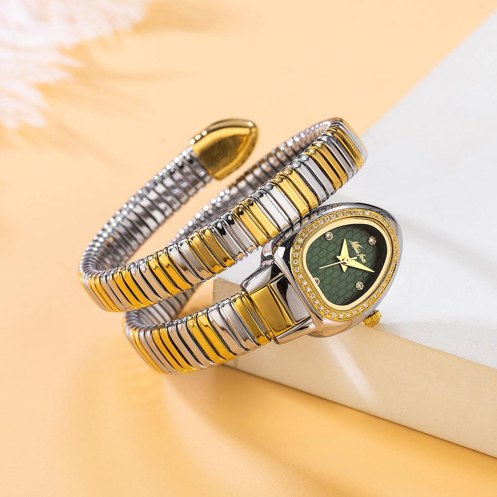 MISSFOX Women's Watches New Quartz Snake Shape Simple Ladies Watch Fashion Unique Strap Waterproof Wristwatches