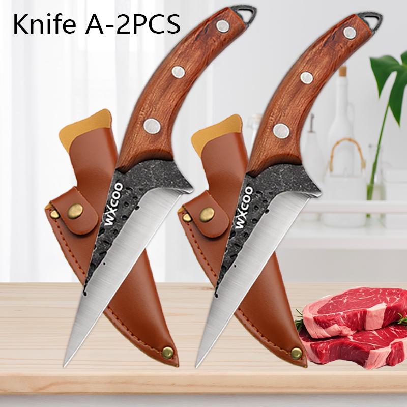 1pcs Stainless Steel Fillet Boning Knife Professional Chef's Kitchen Knife Forged Meat Cleaver Fish Slicing Knife Wooden Handle