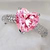 Exquisite Wedding Band Heart Shape Pink&White Rhinestone Party Gift Ring