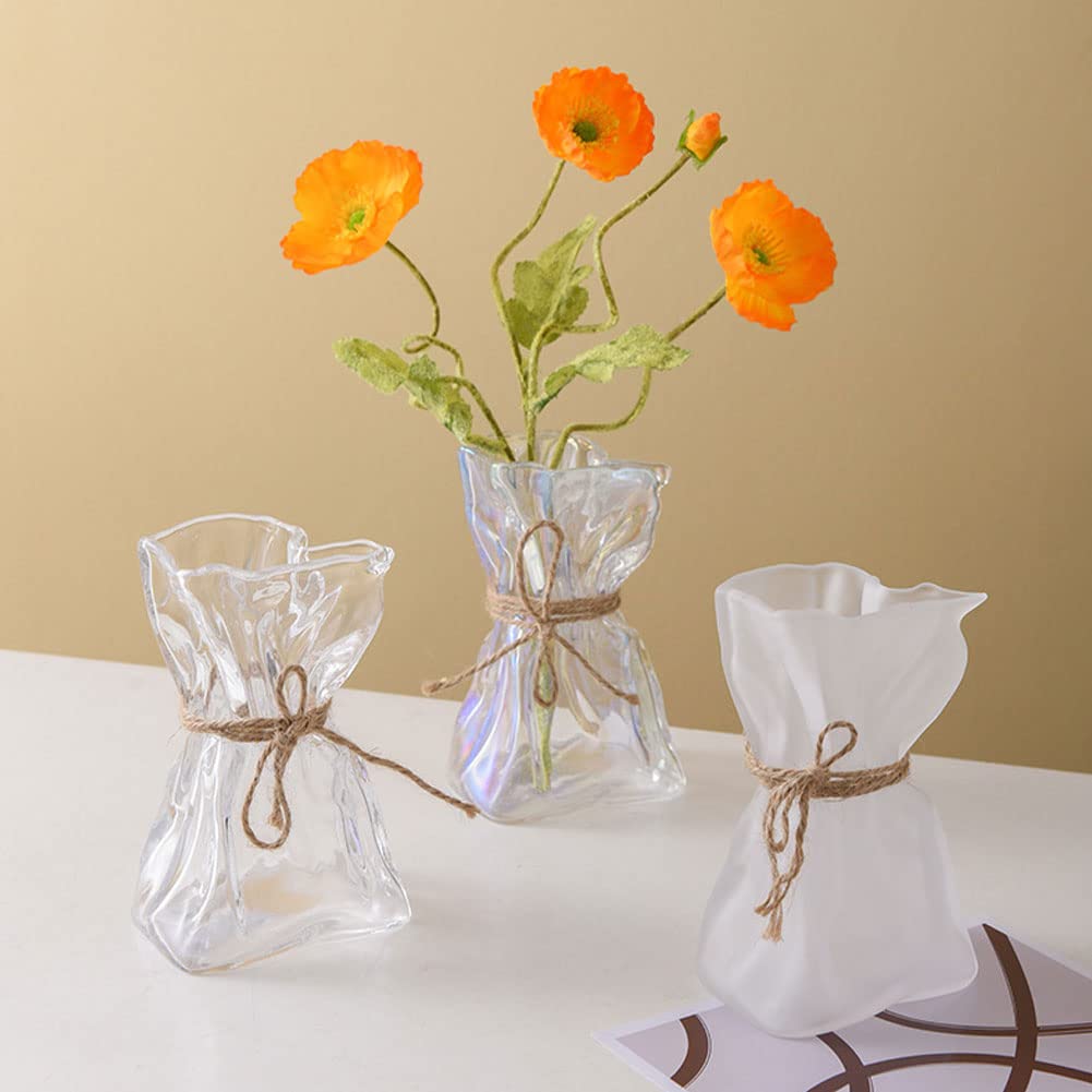 Цветок случайная форма один цветок свежий сушеный интерьер высота корейский цветок стеклянная ваза Ваза, стильный, основание, дизайн, Аврора, стекло, милый, маленький, ваза,