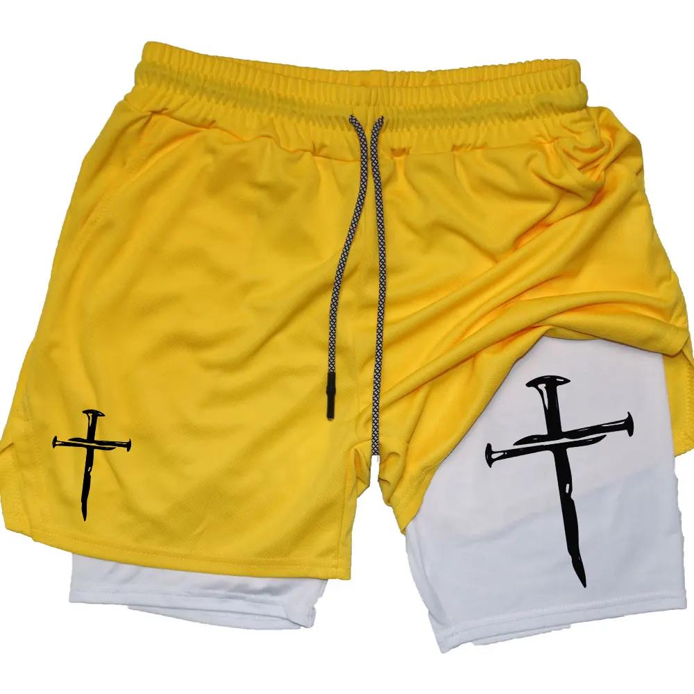 Спортивные шорты Y2K 2 в 1, сетчатые, быстросохнущие, спортивные шорты для фитнеса, тренировки, двухслойные, летние шорты для занятий доской