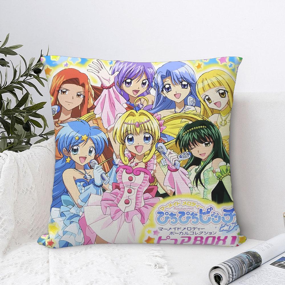 Mermaid Melody Pichi Pichi Pitch Pillow Case Sofa Decorative Home Double-sided Print Plush Throw Pillow Covers Cushion Decor