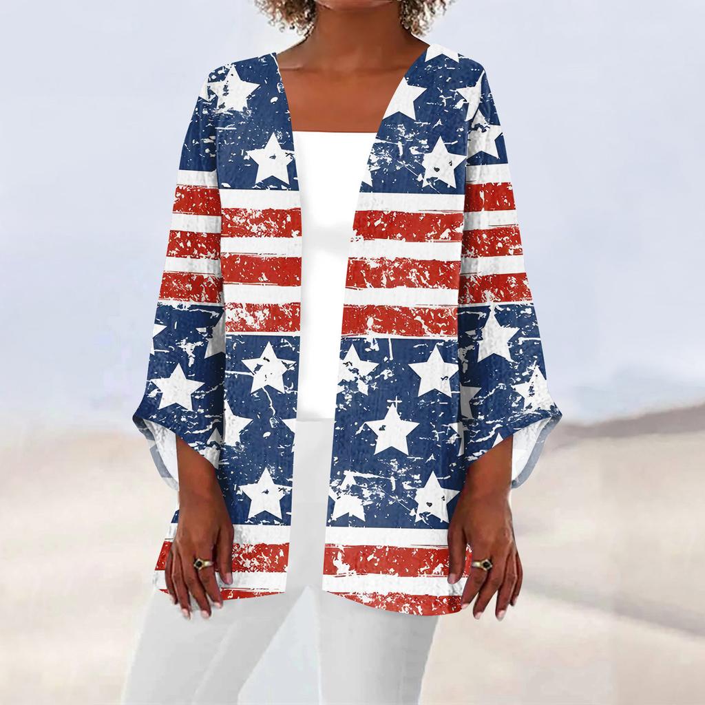 Женская повседневная модная легкая куртка средней длины с принтом, кардиган