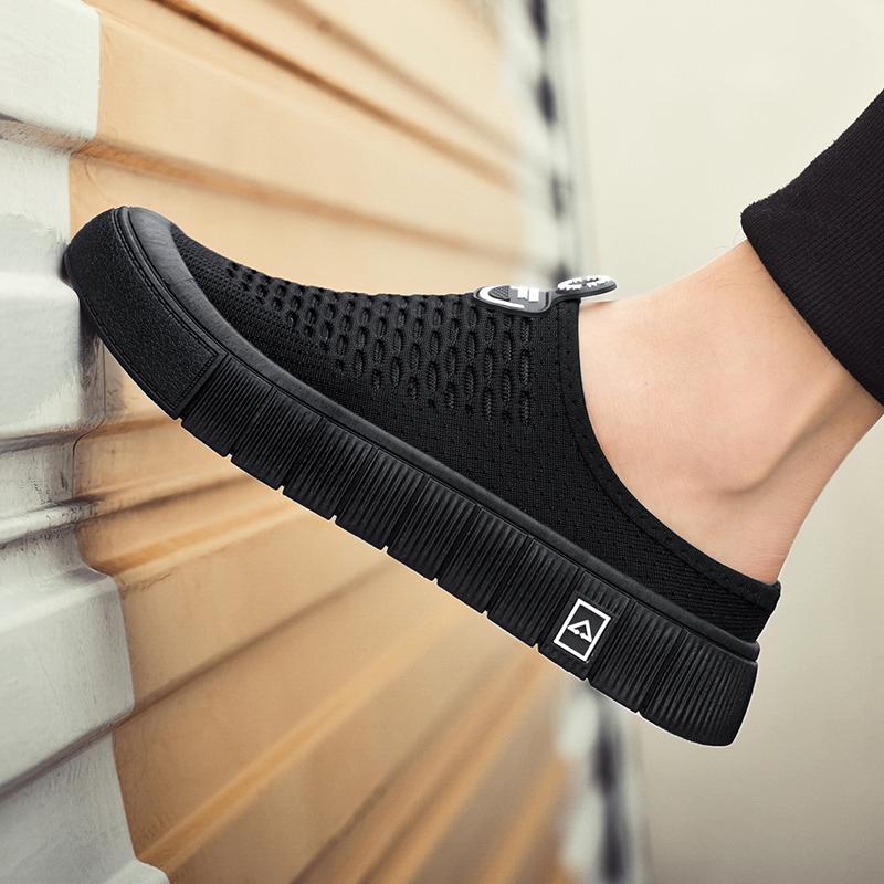 Сандалии без застежек с открытой пяткой для мужчин и женщин - летние сланцы из дышащей сетки с плоской подошвой, легкая повседневная одежда для отдыха на открытом воздухе