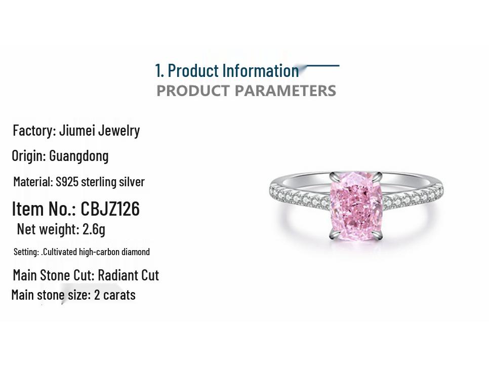 S925 Sterling Silver Pink Radiant Cut Flower Ring for Women - Cute, Sweet, INS Style.