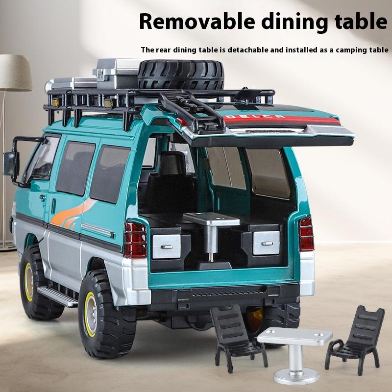 1:24 Mitsubishi Delica Off Road MPV Alloy Diecast Model Sound and Light Toy Home Trendy Display Ornament Kids Toys Gift for Boys