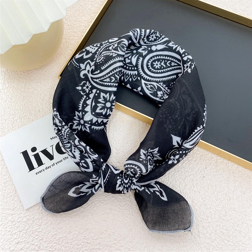 Cotton And Linen Small Square Scarf Silk Scarf Women'S Spring And Autumn New Style Artistic And Versatile Fashionable Temperament Headband Scarf