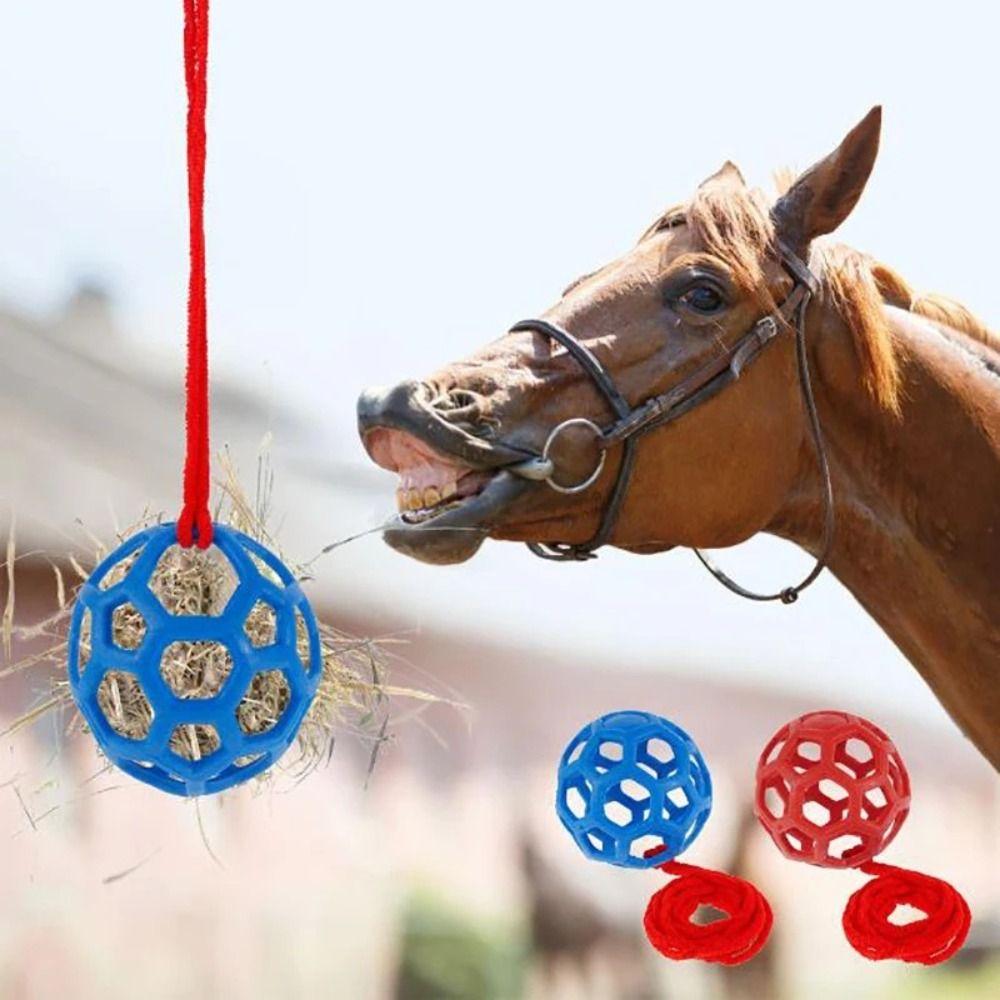 TPR Pony Hay Feeder Red/Blue/Green Hanging Feeding Toy Multipurpose Horse Treat Ball Cattle