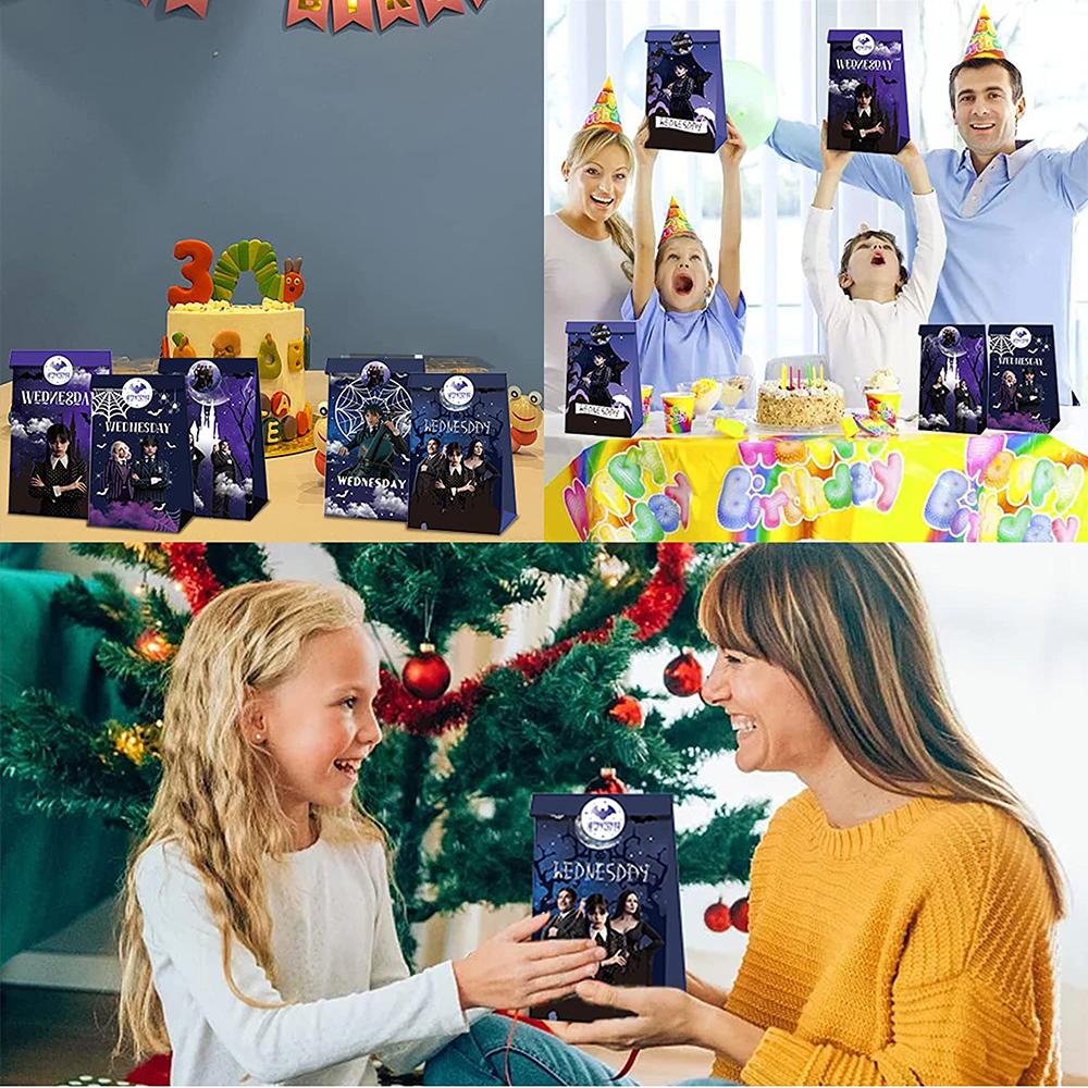24 шт. подарочных пакета для вечеринки в среду с 36 наклейками для украшения на день рождения