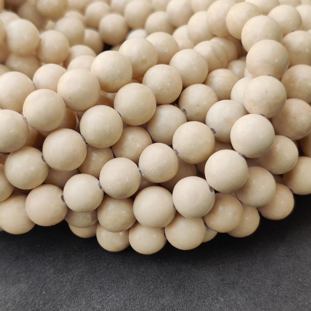 Natural Matt Fossil Jasper River Stone Beads, 6mm 8mm 10mm Size Beads, Tan Beige Cream Beads, 14-15 Inch Strands Beads.