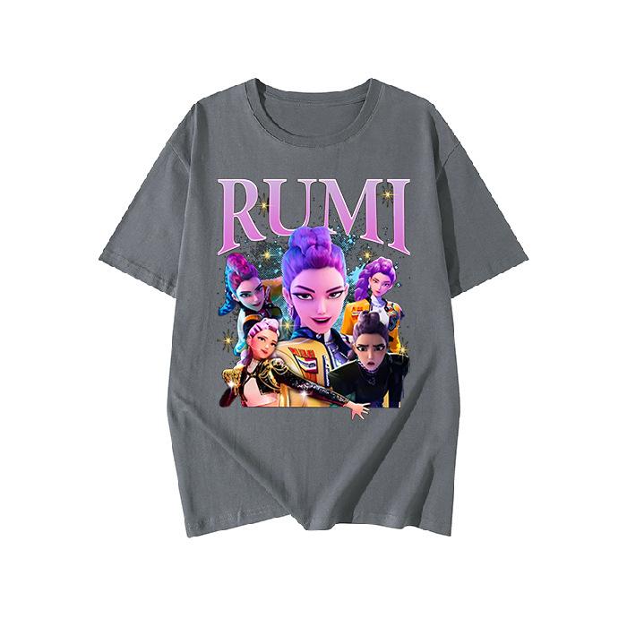 KPop Demon Hunters Fashion Short Sleeve Summer Colorful Printed Versatile Fashion Lightweight Short Sleeve Round Neck T-shirt