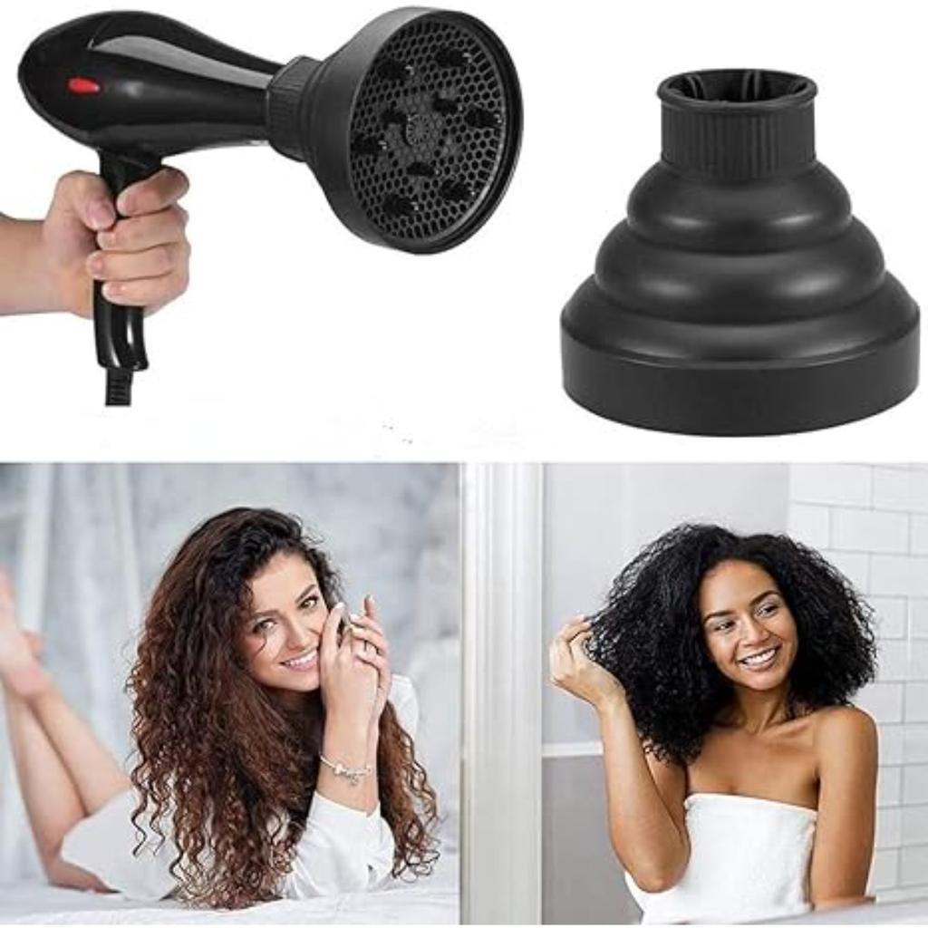 Hair Diffuser Attachment for Hair Dryer Travel Collapsible Portable Diffuser for Curly Hair Women Airflow Attachment Salon Home Use with Nozzle 4-5cm