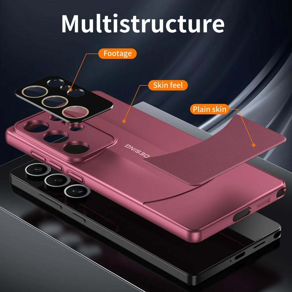 Премиальный дизайн суперкара Splicing Vegan кожаный жесткий чехол для Samsung S25 S24 S23 Ultra Plus бампер противоударный защитный чехол