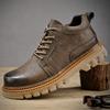 Fashion British Style Platform Work Shoes Men Boots Leather Men Autumn Winter High-top Casual Fashion Platform Warm Boots Man