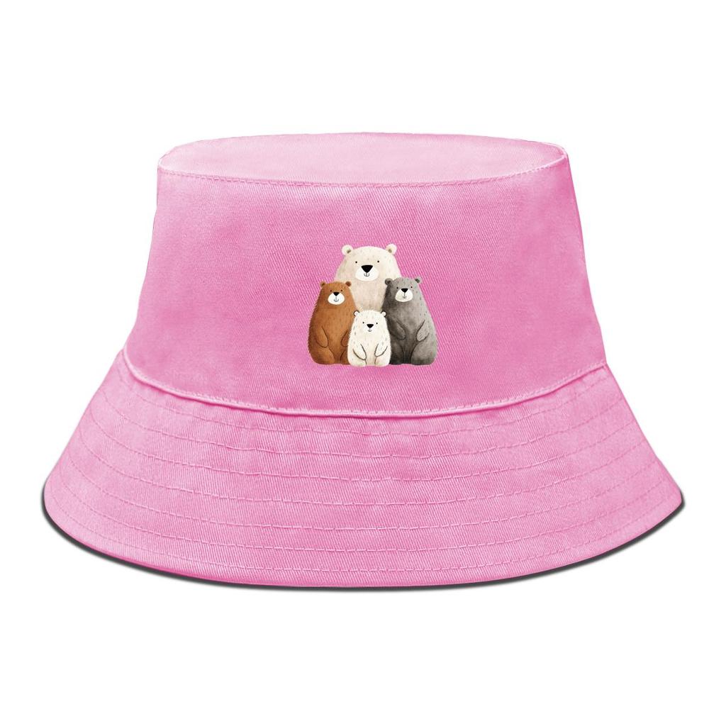 Панама с принтом семьи медведей, женская кепка с животными, конфетного цвета, унисекс, повседневная, шляпа для рыбалки