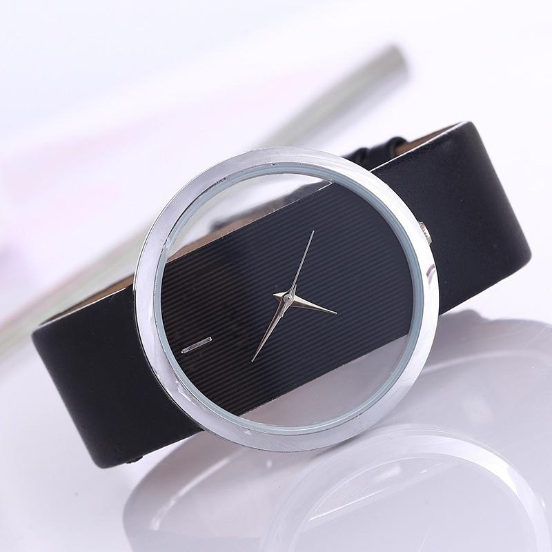 Hollow Design Simple Fashion Watch Ladies Quartz Casual Ladies Leather Watch