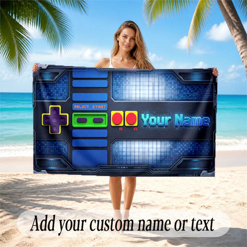 Space Cosmic Theme Soft Beach Towel Personalized Custom Name Text Towel Portable for Beach Pool Travel