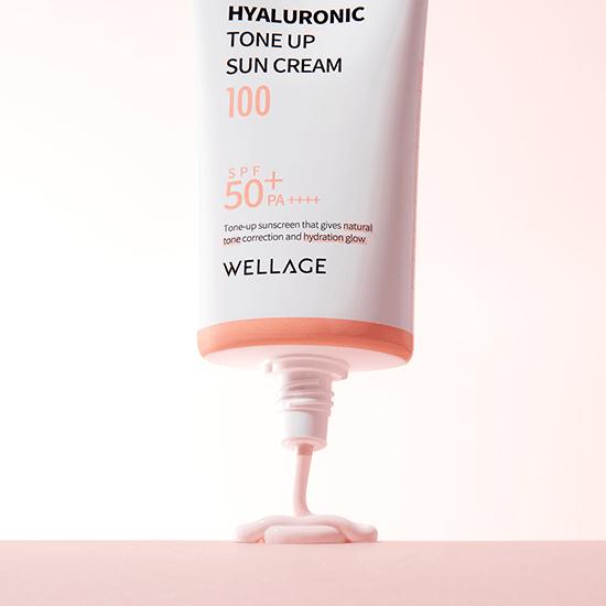WELLAGE Настоящий гиалуроновый тонизирующий солнцезащитный крем 100 SPF 50+ PA++++ 50 мл