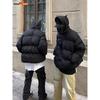 Cotton-Padded Hip Hop Parkas Men Devil Horns Winter Hooded Down Jacket Retro Y2K Thicken Puffer High Street Loose Bubbles Coats