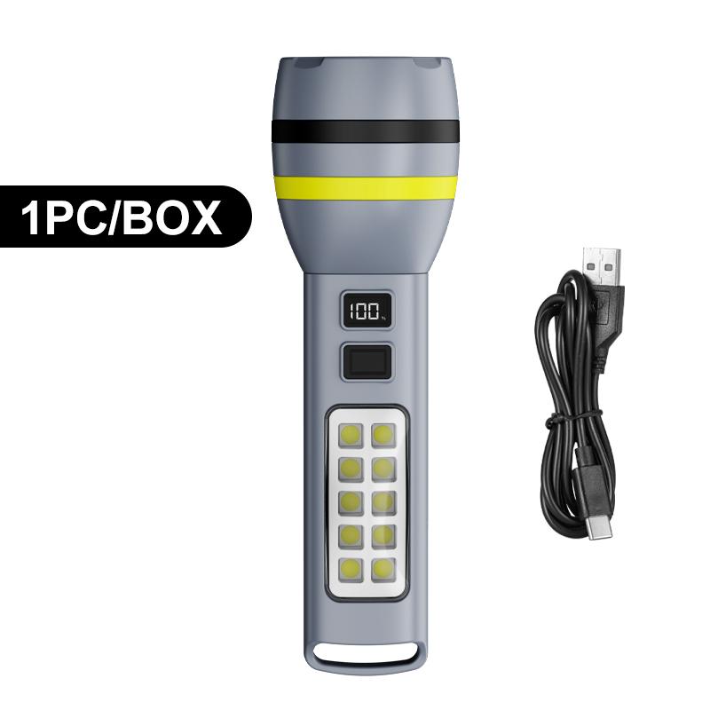 Flashlight, solar powered black technology, travel camping site searchlight, strong light, rechargeable, ultra long standby, mul