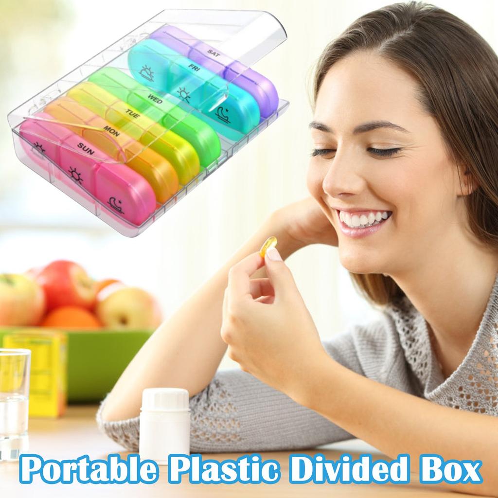 Коробка на 21 ячейку Семь дней в неделю Коробка для классификации Коробка с перегородками из портативного пластика